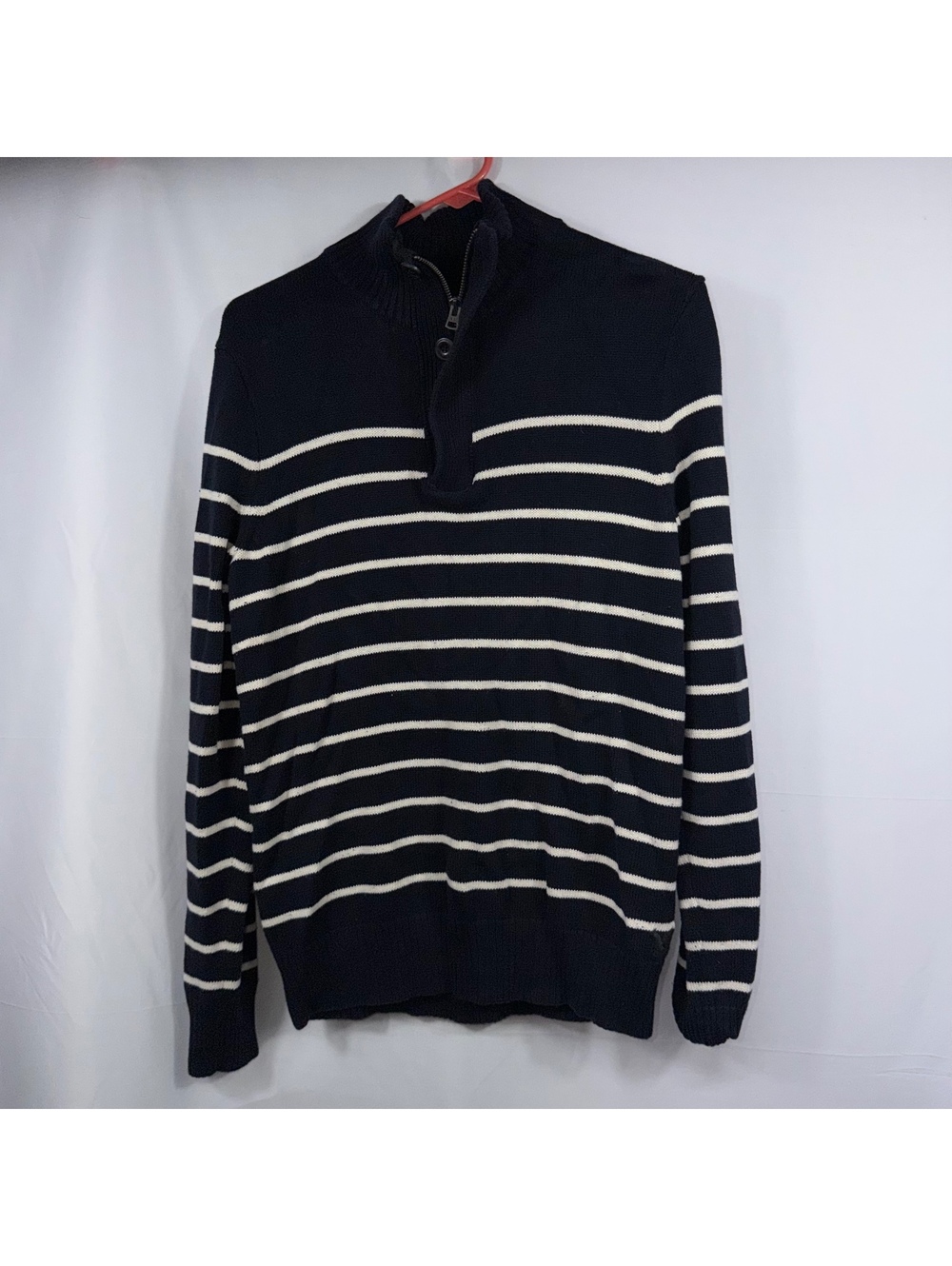 American Eagle Men’s M Striped Quarter Zip Cotton Sweater